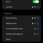 Screenshot showing Wi-Fi Settings on iphone