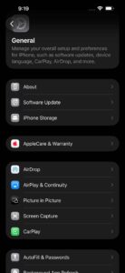 In General Settings on iPhone, tap AirDrop