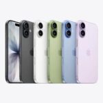 iPhone 17, all five colors: black, white, sage, mist blue, lavender