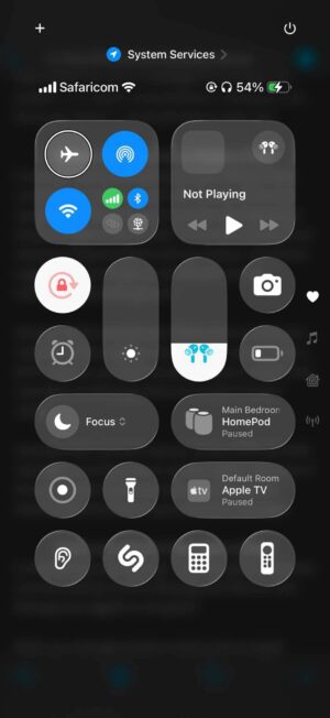 iPhone control center