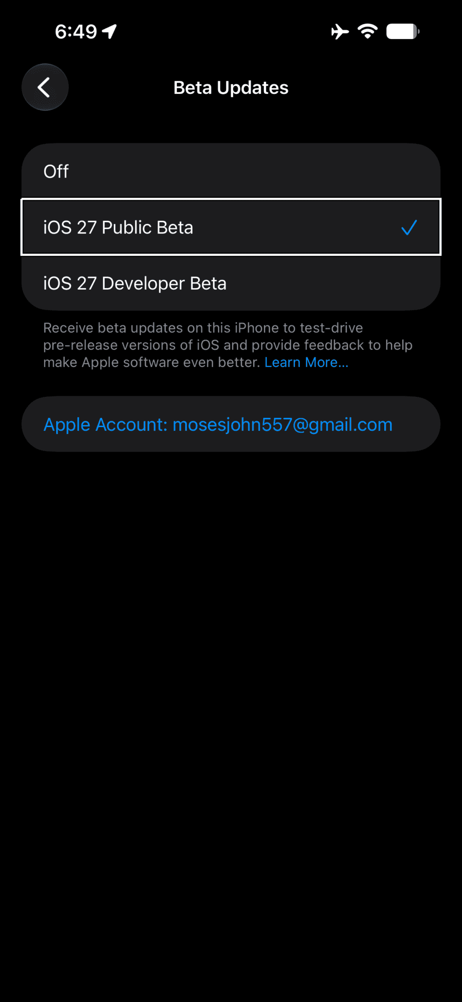 iOS 27 public beta