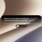 A MacBook screen showing Siri AI integrated into Spotlight, answering a question.