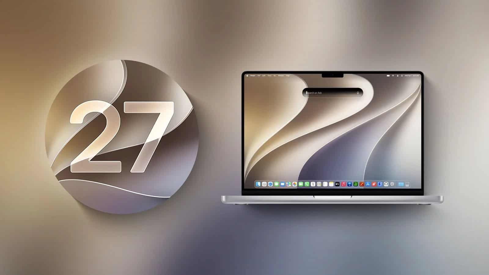 macOS 27 next to MacBook Pro Running macOS 27 Golden Gate